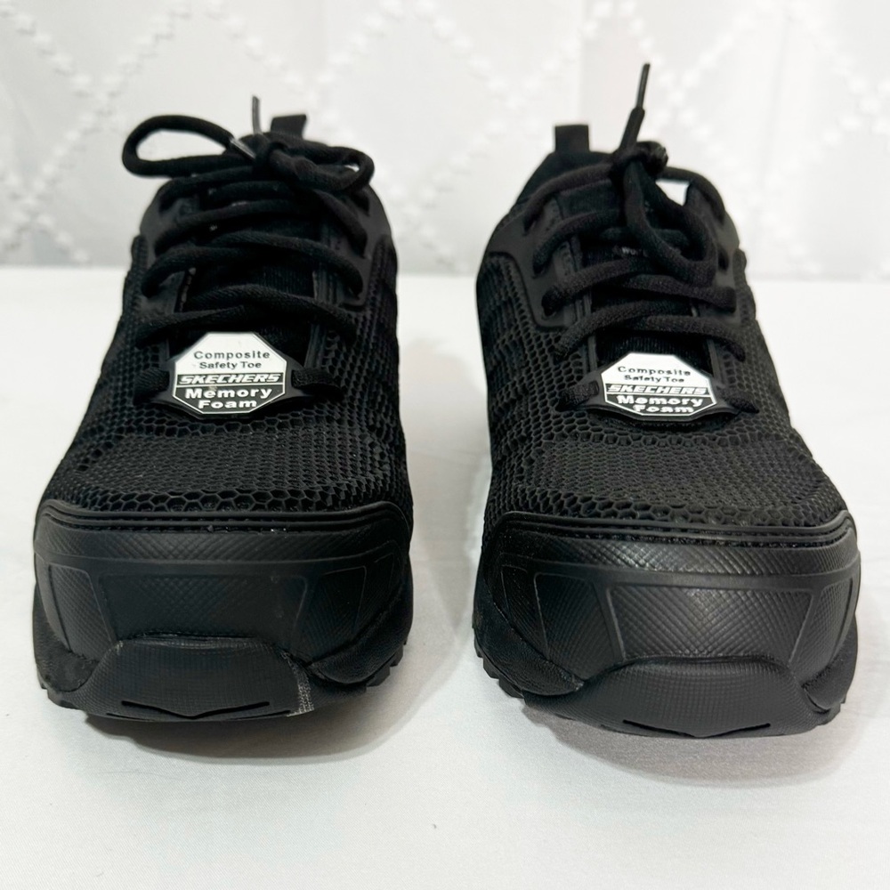 🥈 537. Sketchers Womens 9.5 Work Utility Composite Toe Memory Foam Black Shoes - Picture 4 of 12
